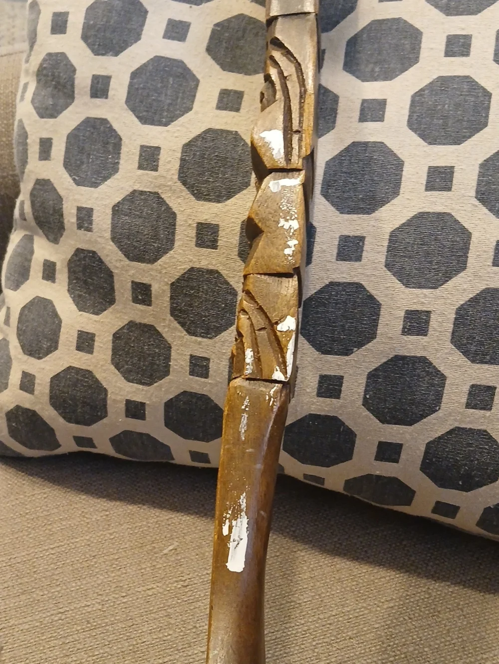 Hand-Carved Wooden Decorative Fork - Natural Brown